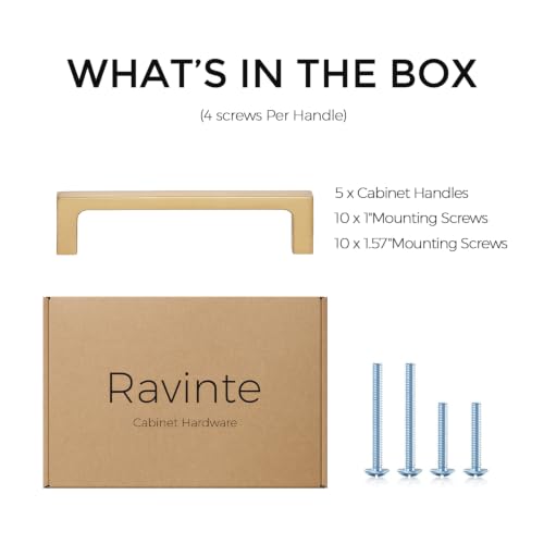 Ravinte Champagne Bronze Kitchen Cabinet Solid Handles,4 Inch,5 Pack - color: Champagne Bronze, size: 4 Inches Hole Center