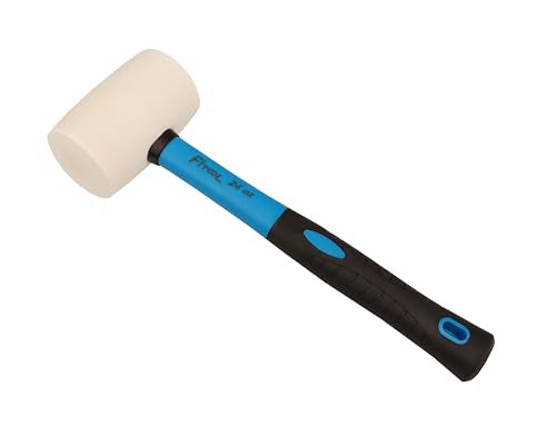 24-Ounces White Solid Rubber Mallet, Fiberglass Handle with Soft Rubber Grip, Total Weight 2.1LB, Non Marking Hammer (24oz) - size: 24oz