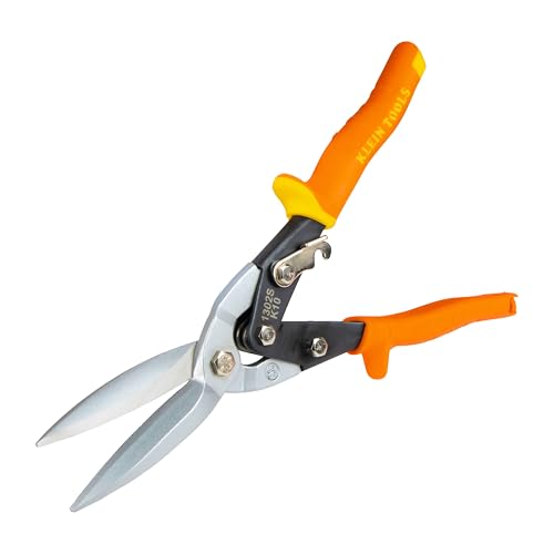 Klein Tools 1302S Aviation Tin Snips, Straight, Long Cut, Heavy Duty Metal Cutting Shears with Forged Steel Blade - style: Long Nose Straight-Cutting