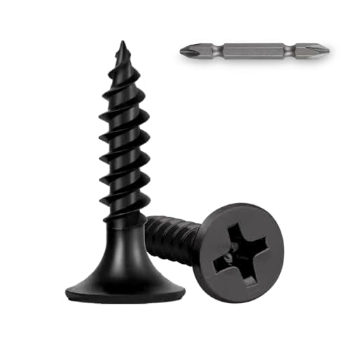 80Pcs Self-Tapping Black Wood Screws with Driver Bit, #8 x 1 - size: #8x1"