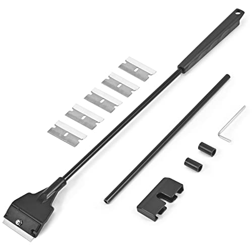 Olaismln Fish Tank Scraper Cleaner for Glass Aquariums, 21" Handheld Scraper Cleaning Razor with 5 Stainless Steel Blades for Fish Reef Plant Glass Tank