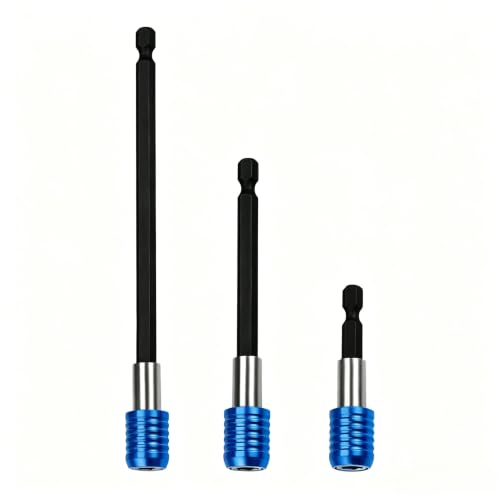 3-Piece Magnetic Bit Holder Extension Set, Quick Release Universal Impact Drill Adapter for Home DIY Projects（Blue） - color: Blue