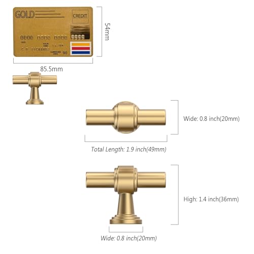 Amerdeco 10 Pack Champagne Bronze Cabinet Knobs 1.46 Inch(37mm) Single Hole Cabinet Handles Rectangle Dresser Knobs Drawer Knobs and Pulls for Bathroom Cabinets ZH0069 - color: Champagne Bronze, size: 1.46" Single Hole