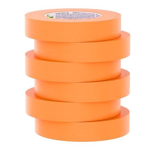FrogTape ProGrade Orange Painters Tape 1 Inch Wide (0.94 in x 60 yd), High Adhesion Masking Tape for Indoor & Outdoor Applications, Orange, 6 Roll Pack (105673) - size: 6 Rolls, 0.94" x 60 Yds