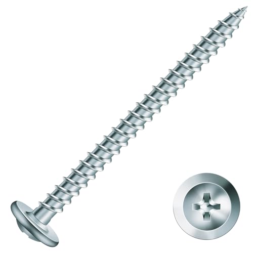 #8 x 2 Inch Wood Screw 500Pcs Alloy Steel Standard Thread Truss Head Fast Self Tapping by SG TZH - color: Silver - Alloy Steel, size: #8 x 2"