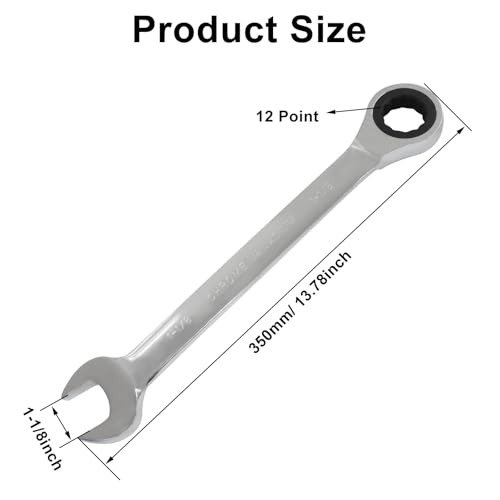 1-1/8 Inch Ratchet Combination Wrench, Imperial SAE 72-Tooth - size: 1-1/8 Inch