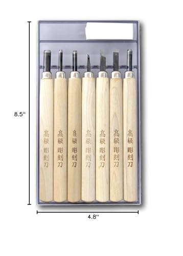 KAKURI Japanese Wood Carving Tool Set for Beginners 7-Piece - size: 7 Pcs