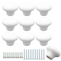 10-Pack Ceramic Cabinet Knobs White 32mm Round Drawer Pull - color: White