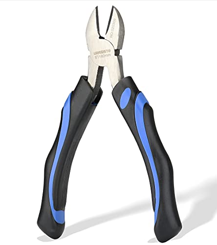 URASISTO 6-Inch Side-Cutting Pliers Diagonal Pliers with heavy Duty Nickel Chromium Steel Construction - size: 6" Diagonal Cutting Pliers