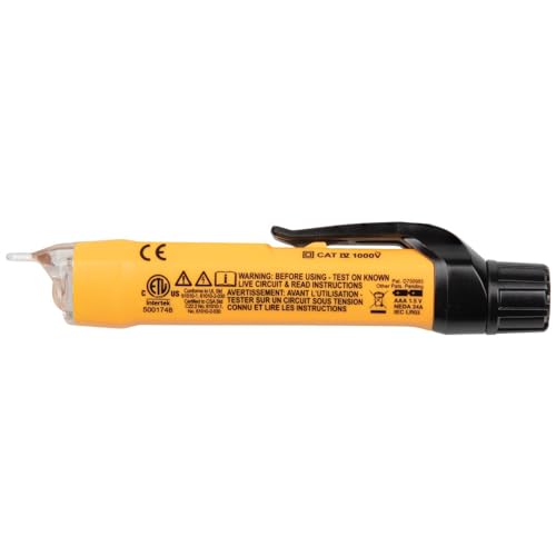 Klein Tools NCVT3P Dual Range Non Contact Voltage Tester, 12 - 1000V AC Pen, Flashlight, Audible and Flashing LED Alarms, Pocket Clip - size: Dual Range NCVT