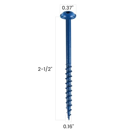 Pocket Hole Screws 2 1/2 Inch, 300Pcs, Anti-Rust Blue Coated Pocket Screws #8 x 2-1/2", Exterior Wood Screws, Coarse Thread, Washer Head Square Drive, Self-Tapping Tip, with Drive Bit - size: #8 x 2-1/2"