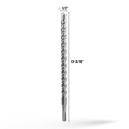CSOOM SDS Plus Rotary Hammer Drill Bit 1/2"x12.2", Professional Concrete Drill Bit for Concrete, Brick, Stone and Cement Walls - size: 1/2"x12.2"