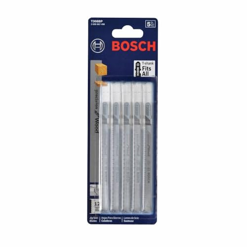Bosch T308BP 5-Piece 3-1/2 In. 12 TPI Precision for Wood High Carbon Steel Jig Saw Blades