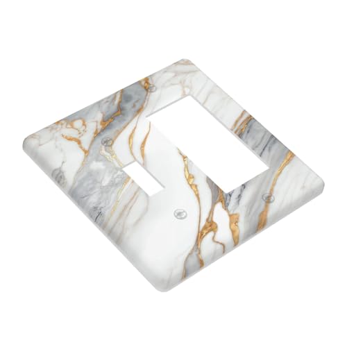 White Gray Gold Marble Light Switch Cover Decorative Wall Plate - color: 2 Gang 1 Toggle 1 Rocker Comb