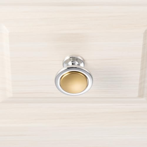 KOOFIZO 10 Pack Gold & Chrome Cabinet Knobs Round Single Hole Pulls 1960s - color: Brushed Gold + Polished Chrome, size: Knob 1 - 10Pcs, style: Round