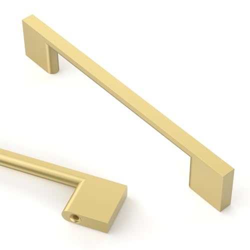 Asidrama 10 Pack 5 Inch(128mm) Brushed Gold Kitchen Cabinet Handles, Cabinet Pulls Kitchen Cabinet Hardware for Cupboard Drawer Pulls - color: Brushed Gold, size: 5" Hole Center(128mm), style: 10 Pack