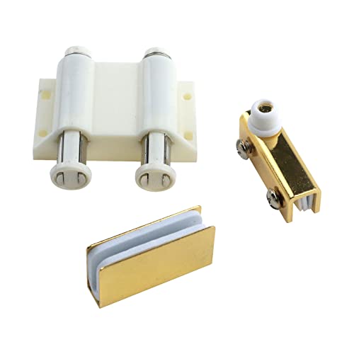 Glass Door Pivot Hinge Glass Door Magnetic Catch with Clamp Set - color: Gold