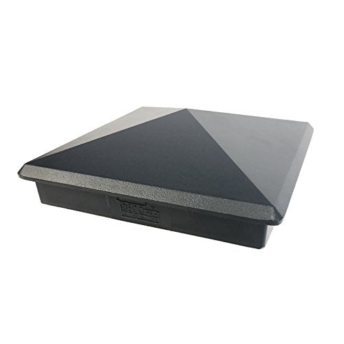 5.5x5.5 Aluminum Pyramid Post Cap for Standard 6x6 Posts (Actual 5.5"×5.5") — Heavy-Duty Cast, Rounded Safety Corners, Stainless Screws, Powder-Coated Black Deck & Fence Cap - size: 5.5" x 5.5"
