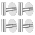 Heavy Duty Self-Adhesive Coat Hooks, Stainless Steel Towel Hooks for Bags, Towels, Robes, Hats, Aprons – No Drill Bathroom, Kitchen, Hotel Wall Hooks (Silver, 4 Pack) - color: Silvery, size: Adhesive "T" Shape- 4 Pack