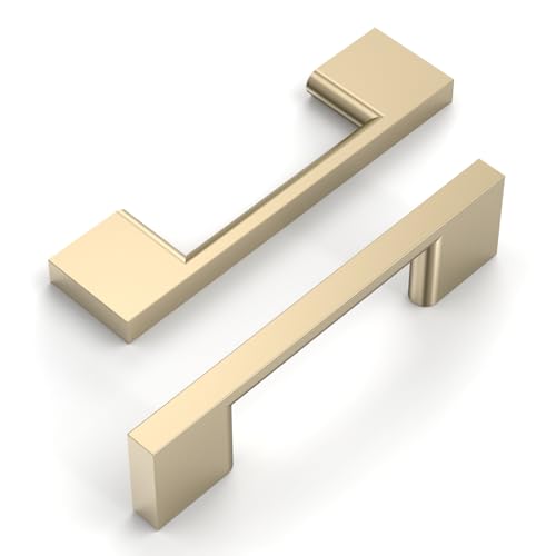 Amerdeco 10 Pack Brushed Brass Cabinet Pulls 3" - color: Brushed Brass, size: 3" hole center