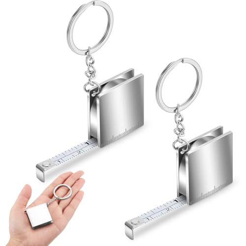 Quelay 2 Pcs Mini Tape Measure Keychain,Small Measuring Tape, Silver - color: Silver
