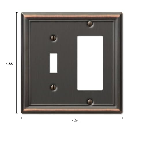 Amerelle 149TRDB Chelsea Wallplate, 1 Toggle / 1 Rocker, Steel, Aged Bronze, 1-Pack - color: Aged Bronze, size: 1 Toggle / 1 Rocker