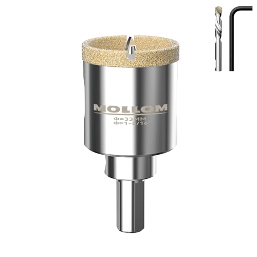 MOLLOM 1-5/16" (33mm) Diamond Hole Saw with 2 Pilot Drill Bit - size: 33mm | 1-5/16", style: Single Pack