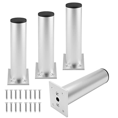 4-Pack Adjustable Aluminum Alloy Furniture Legs 6" Height Silver - color: Silver, size: 6 Inch