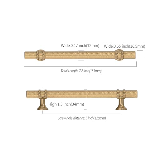Asidrama 10 Pack 5 Inch(128mm) Knurled Champagne Bronze Kitchen Cabinet Handles, Cabinet Pulls Kitchen Cabinet Hardware Cupboard Handles Drawer Pulls - color: Champagne Bronze, size: 5" Hole Center, style: 10 Pack