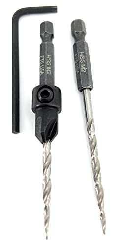FTG USA #6 (9/64") Wood Countersink Drill Bit w/ 1 Repl. Bit & Hex Key - size: #6, style: Single + 1 Bit