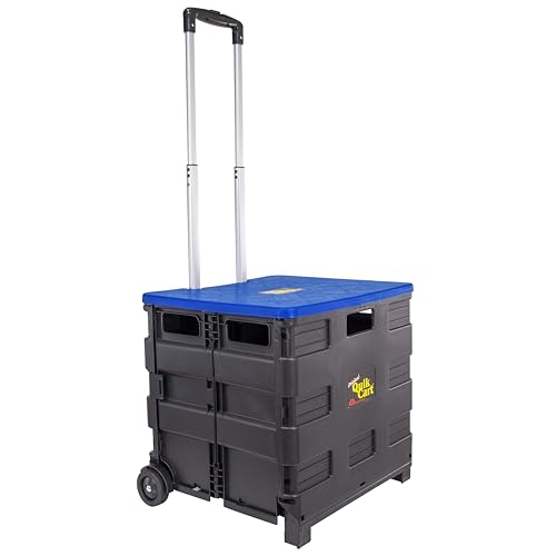 dbest Products Quik Cart Standard Collapsible Rolling Crate - Blue Lid - color: Black, Blue, style: Standard