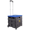dbest Products Quik Cart Standard Collapsible Rolling Crate - Blue Lid - color: Black, Blue, style: Standard