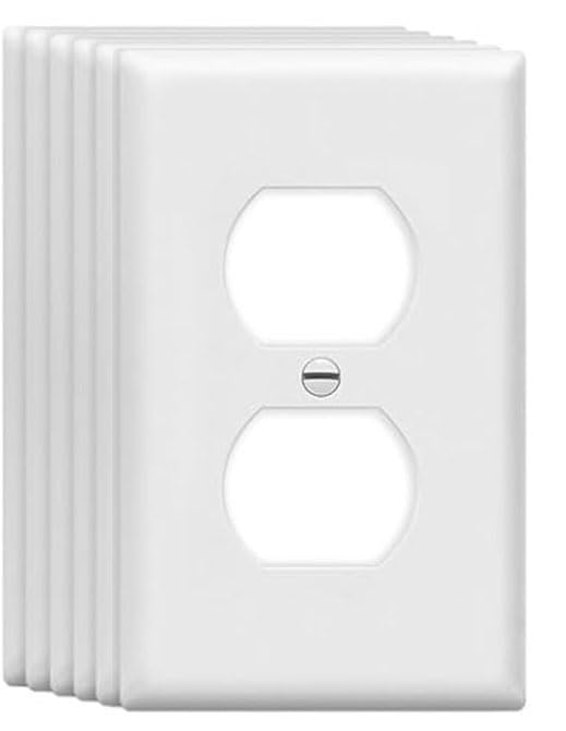 ZEFTV Duplex Wall Plates 1-Gang Switch Outlet Electrical Cover Plate Unbreakable Thermoplastic Faceplate for Light Receptacle Outlet Switch, White (6 Pack) - color: Single Duplex, size: 6 Pack