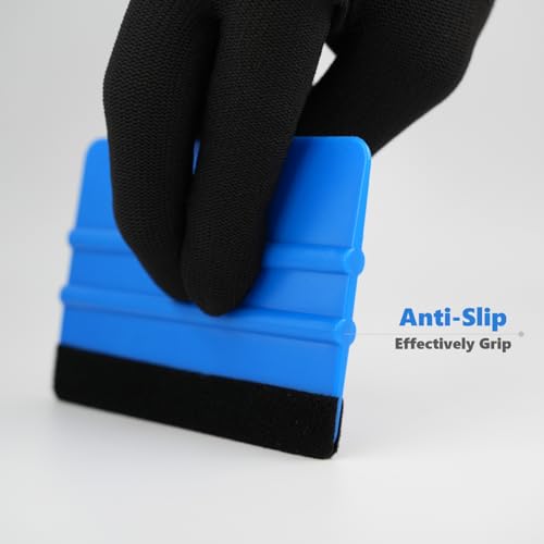 2-Pack Felt Edge Squeegee Tool for Vinyl Wrap & Wallpaper Smoothing, Plastic Scraper with Replacement Fabric Felts, Anti-Scratch Applicator for Car Window Tint, Glass Film & Craft Decals - color: Blue&black