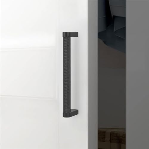 10 Pack 5 inch(128mm) Black Kitchen Cabinet Handles Knurled Cabinet Pulls Black Drawer Pulls Kitchen Cabinet Hardware Handles Dresser Handles - color: Matte Black, size: 5" Hole Center（128mm）