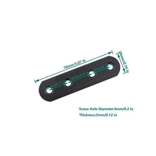 4 Pack Flat Mending Plate for Wood, ULIFESTAR Black Iron Flat Straight Brace Brackets Metal Repair Fixing Wood Brace Joining Plates Connector for Repairing Wooden Furniture with Mounting Screws - size: 3.15 x 0.79 x 0.12 inches
