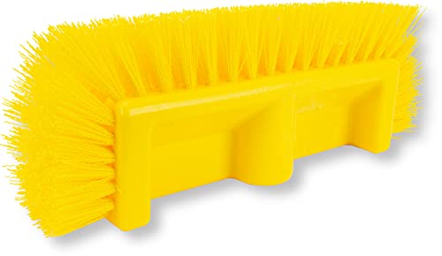 SPARTA Multi-Level Tile Scrub Brush 12" Wide Brush Head, Heavy-Duty Tile Cleaning Brush with End Bristles for Commercial Tiles, Tubs and Floor, Plastic, 12 Inches, Yellow - color: Yellow
