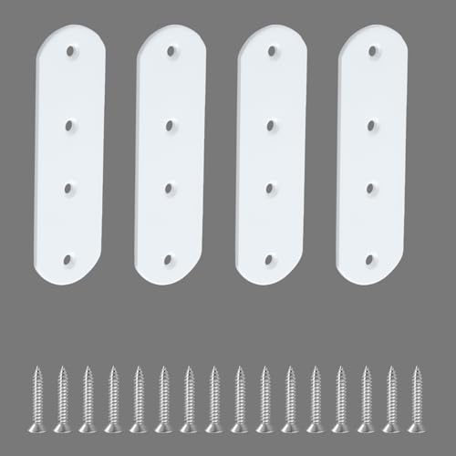 Alise 4 Pcs White Flat Mending Plates for Wood Furniture,125x38mm - color: White Finish, size: 125mmX38mm