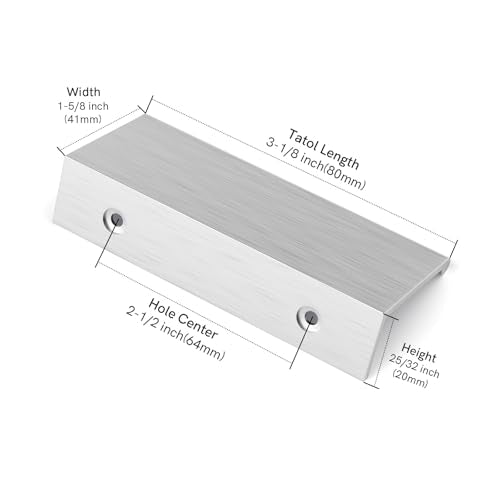 Rergy 10 Pack 2-1/2" Cabinet Pulls Brushed Nickel Finger Pulls for Cabinets - color: Brushed Nickel, size: Hole Center: 2-1/2in(64mm)