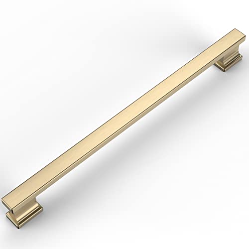 Amerdeco 10 Pack Heavy Duty Solid Brushed Brass Cabinet Pulls 10" - color: Brushed Brass, size: 10" hole center