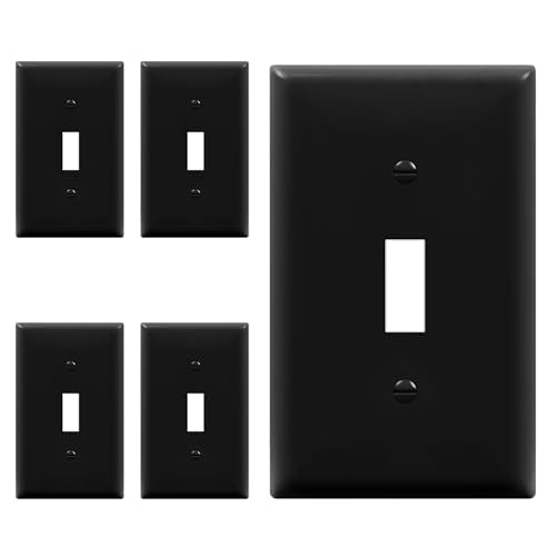 ENERLITES 5 Pack Light Switch Cover Plate for Toggle Wall Switch, Black - color: Black, size: 5 Pack