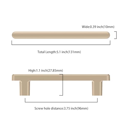 Asidrama 10 Pack 3.75 Inch(96mm) Champagne Copper Cabinet Handles, Kitchen Cabinet Hardware for Cupboard Drawer Pulls - color: Champagne Copper, size: 3.75" Hole Center, style: 10 Pack