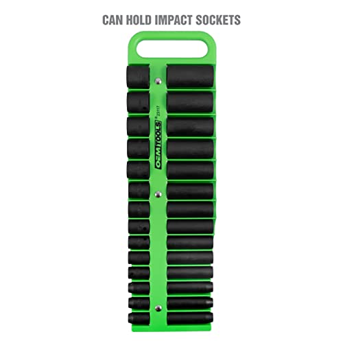 OEMTOOLS 23117 3/8" Drive Portable Magnetic Socket Organizer Tray, Magnetic Socket Holders Organizers For Tool Box, Shop, Or Garage, Holds Up To 28 Tools, Metric/SAE, Green - style: 3/8 Inch Drive