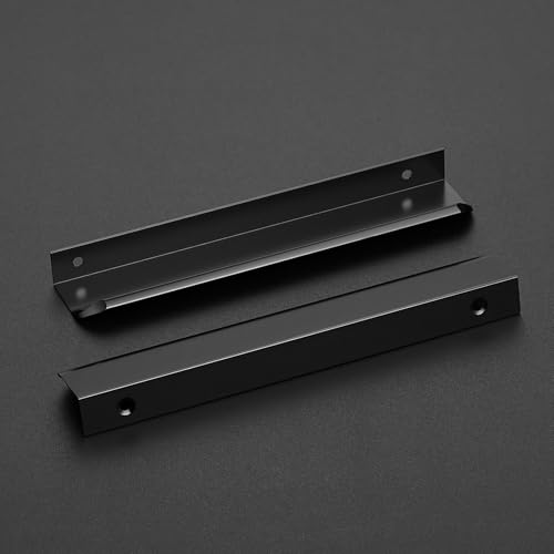 Matte Black Cabinet Handles Finger Edge Pulls 7.8 Inch CC 10 Pack - color: Matte Black, size: 200mm/7.8" Overall Length