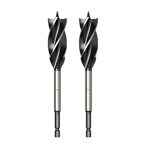 Wood Drill Bit 1 in. x 6-1/2 in. x 2Pcs Auger Drill Bits for Wood with 1/4 Inch Quick Change Hex Shank - size: 1 Inch