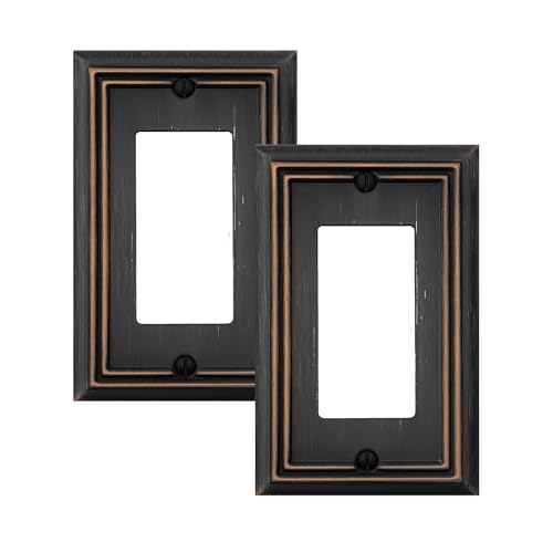 OKAWYC Single Decorator Light Switch Cover Adler Metal Wall Plate, 2-Pack Aged Bronze 1 Gang Single Rocker, for Receptacle Dimmer Switch GFCI Outlet, Switch Cover Decorative Wallplate, Durable - style: 1 Decorator 2PK