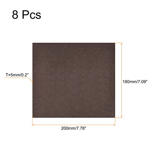 uxcell Felt Furniture Pads, 8-inch x 7-inch Self Adhesive Cuttable Anti Scratch Square Floor Protectors for Furniture Legs Hardwood Floor, Brown 8Pcs - size: 8-inch x 7-inch