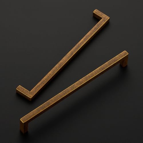 Ravinte Antique Brass Cabinet Handles Solid Cabinet Pulls 7-1/2 Inch 5 Pack | Zinc Alloy, Slim Square Bar Grip, Smooth Drawer Pull Feel, Kitchen Cabinet Update, For Cupboards, Dressers, Drawers, Hardware - color: Antique Brass, size: Flat Black 7-1/2'' Ho