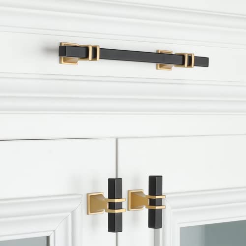 10 Pack 3 Inch Black & Gold Cabinet Pulls - Modern Kitchen Cabinet Hardware - color: Black & Matte Gold, size: 3 inch (76mm) Hole Center Pull