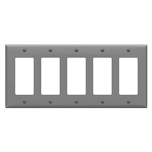 ENERLITES 5-Gang Gray Decorator Light Switch Outlet Wall Plate Cover - color: Gray, size: Standard Size